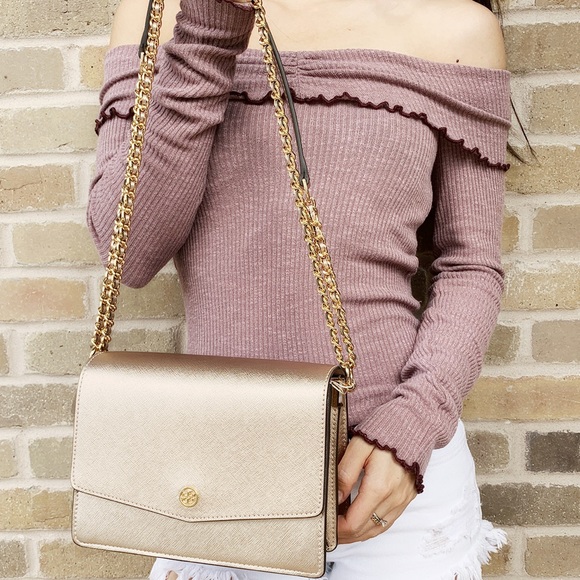 Tory Burch Rose Gold Convertible Chain Bag - Picture 5 of 6